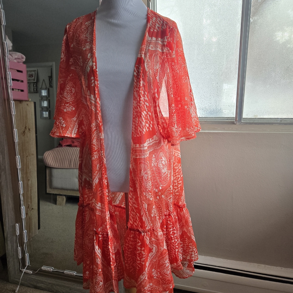Abound Red Sheer Tunic Top - Picture 2 of 7